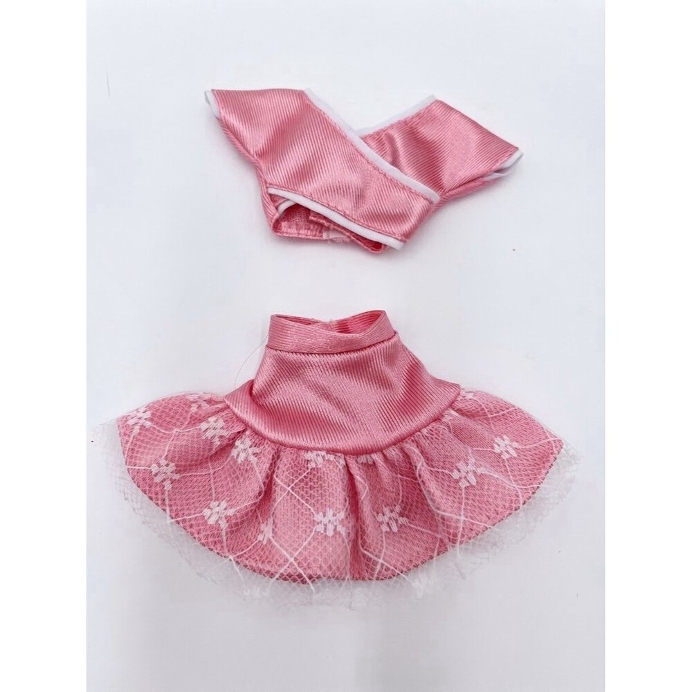 Vintage Barbie Coral Pink Satin Top And White Lace Skirt Outfit